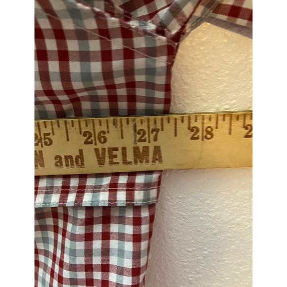 Drake Clothing Company Men's XL OU Logo Plaid Long Sleeve Fishing Shirt Red Gray - Picture 8 of 12